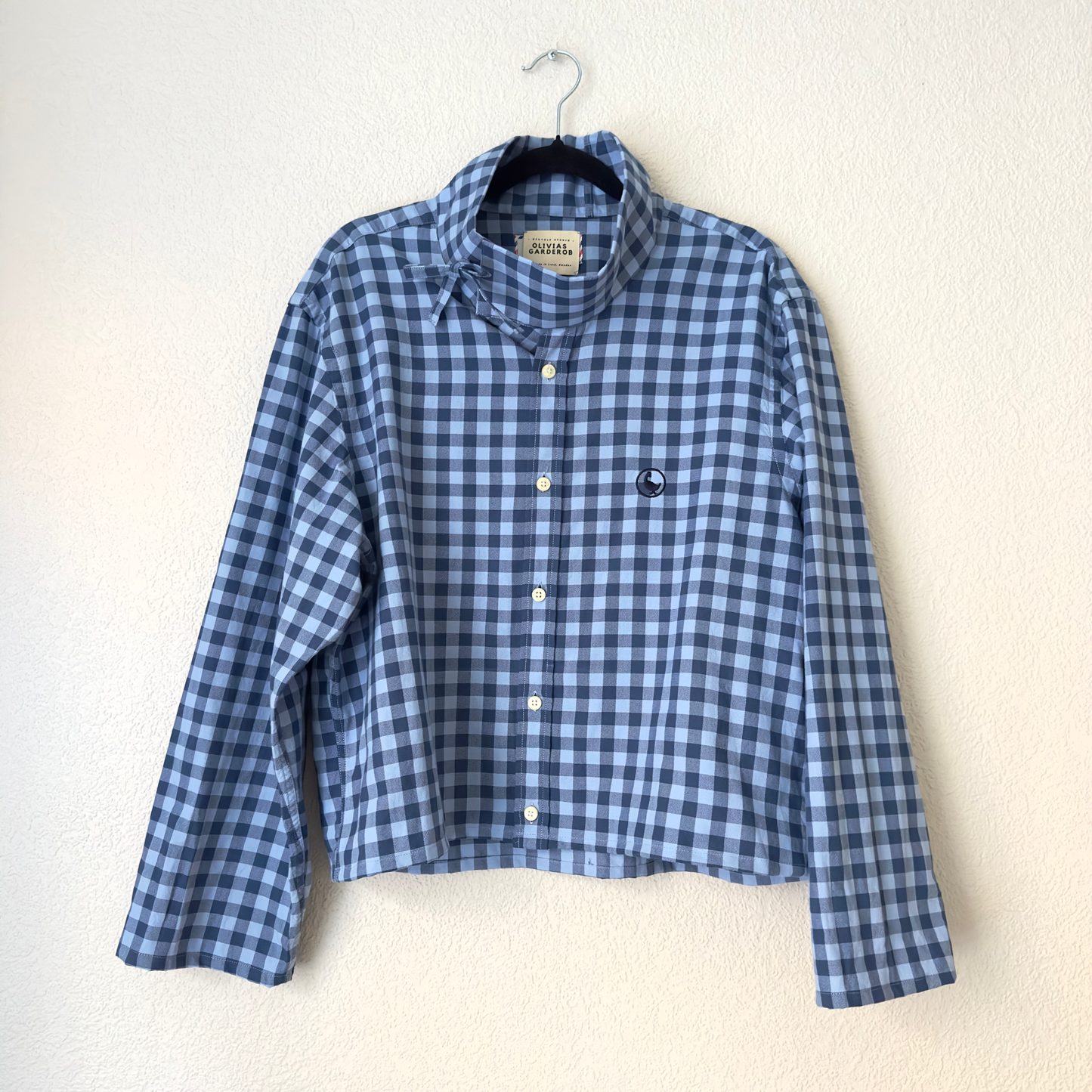 Mock Neck Plaid Shirt - Upcycled Shirt 53 - M-L, Cotton