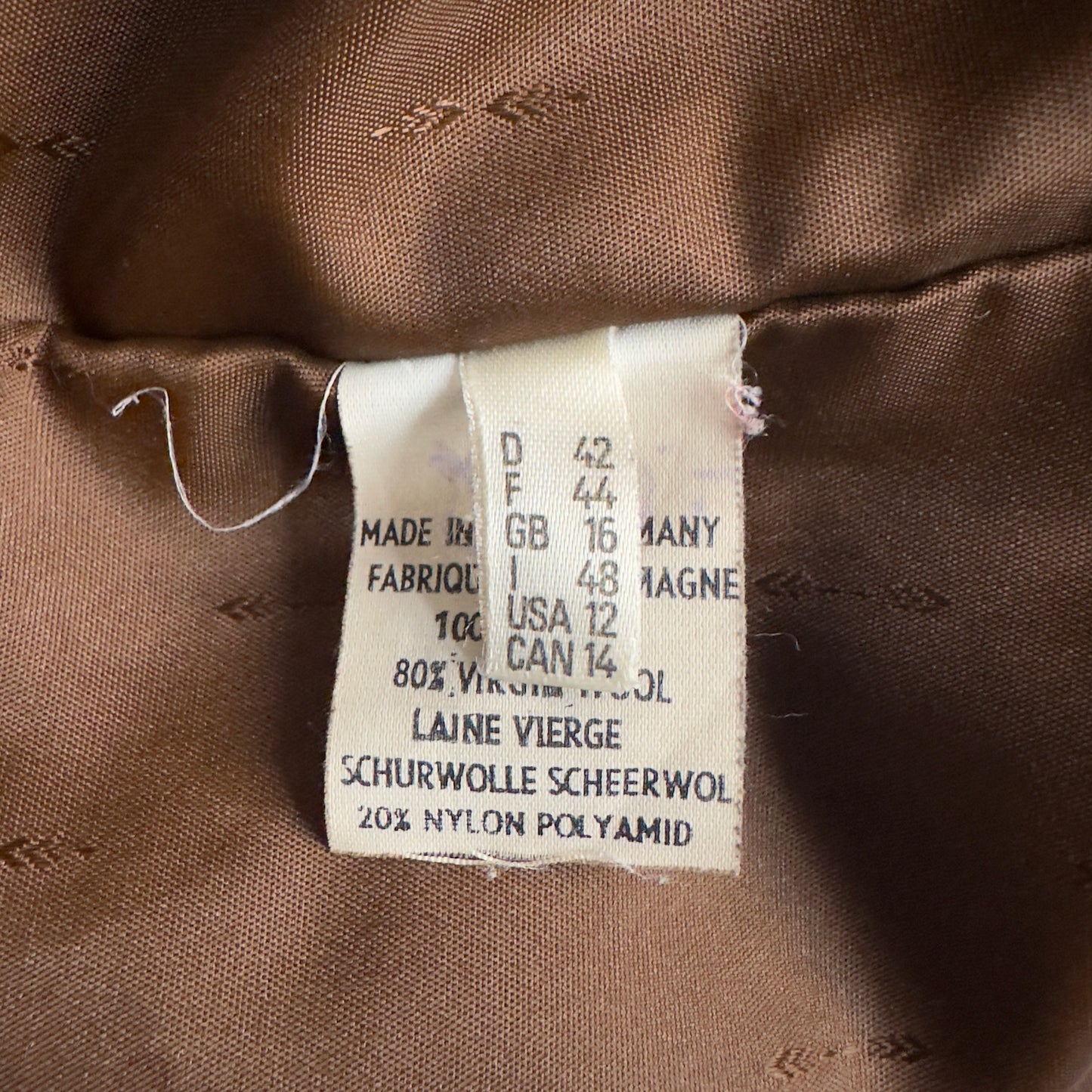 Vintage Brown Wool Coat, size EU42