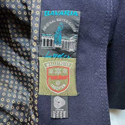 Vintage Dark Blue Loden Coat - Pure Wool - size M