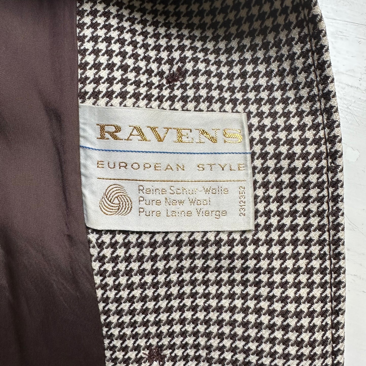 Vintage Brown Houndstooth Wool Coat - size M