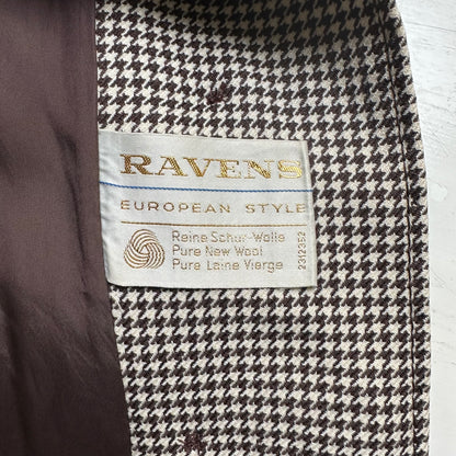 Vintage Brown Houndstooth Wool Coat - size M