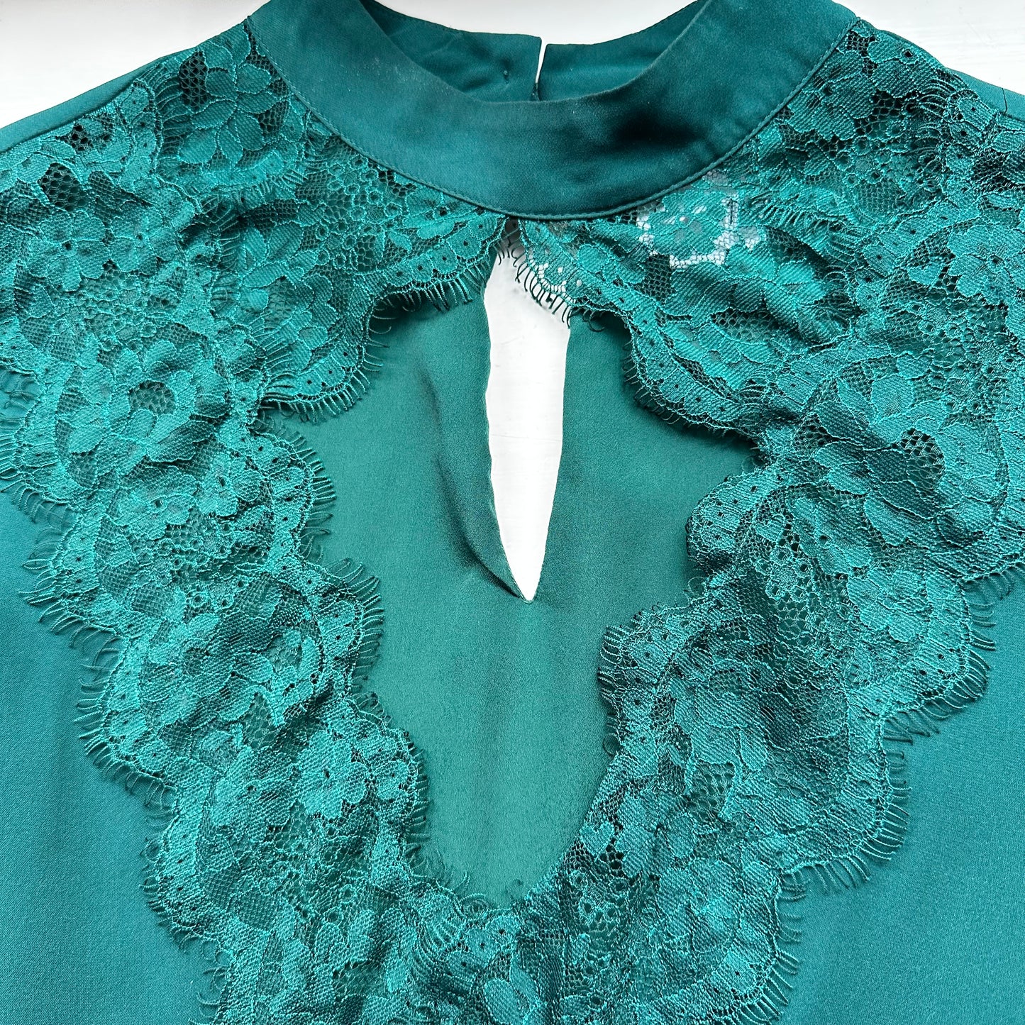 Green Silk Long sleeve Top - size M