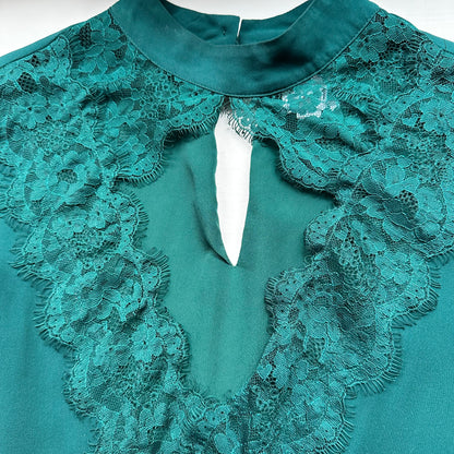Green Silk Long sleeve Top - size M