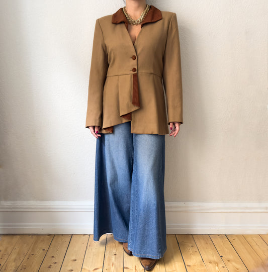 Front Pleats Wool Jacket - size M