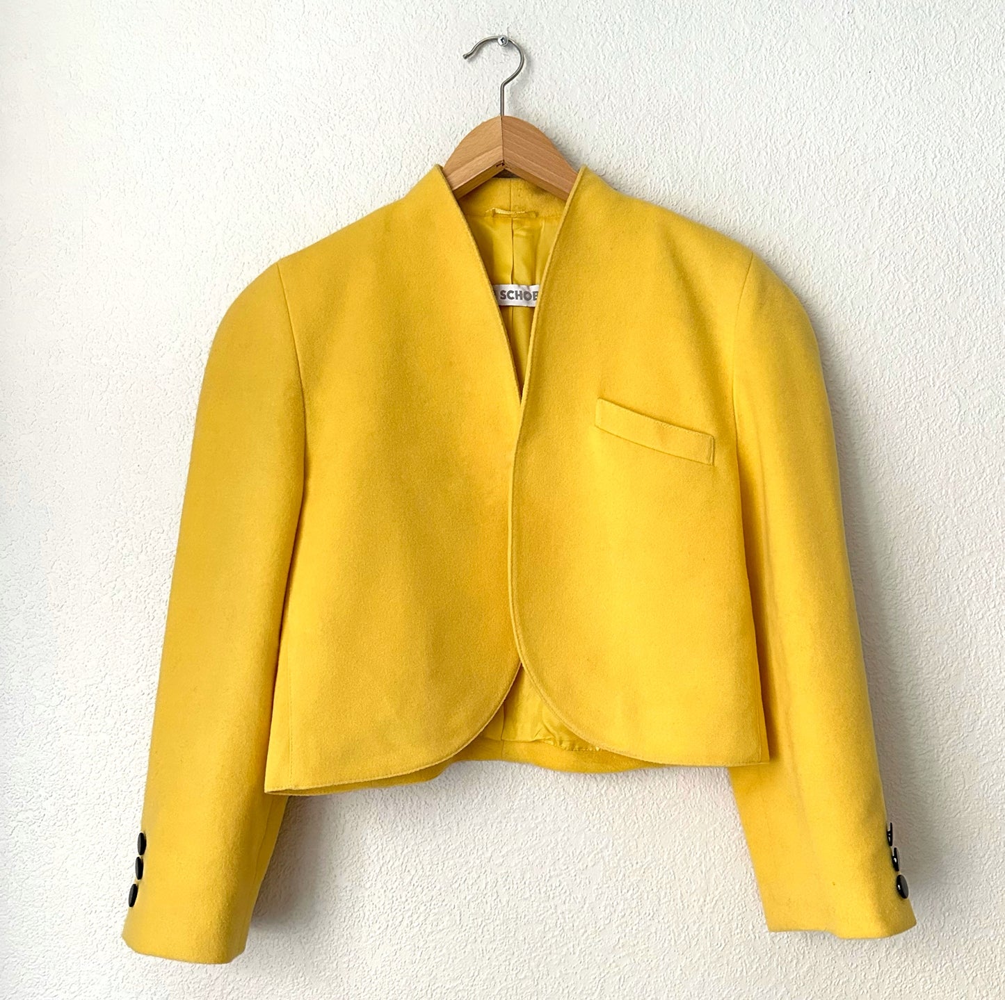 Vintage Yellow Cropped Jacket - pure wool