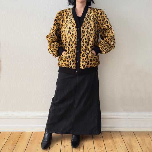 Vintage Leopard Faux Fur Bomber Jacket- size M L - Lilli Ann Collection