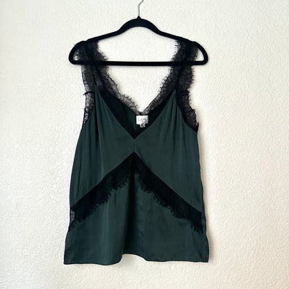Lace Trim Silm Silk Top - size S
