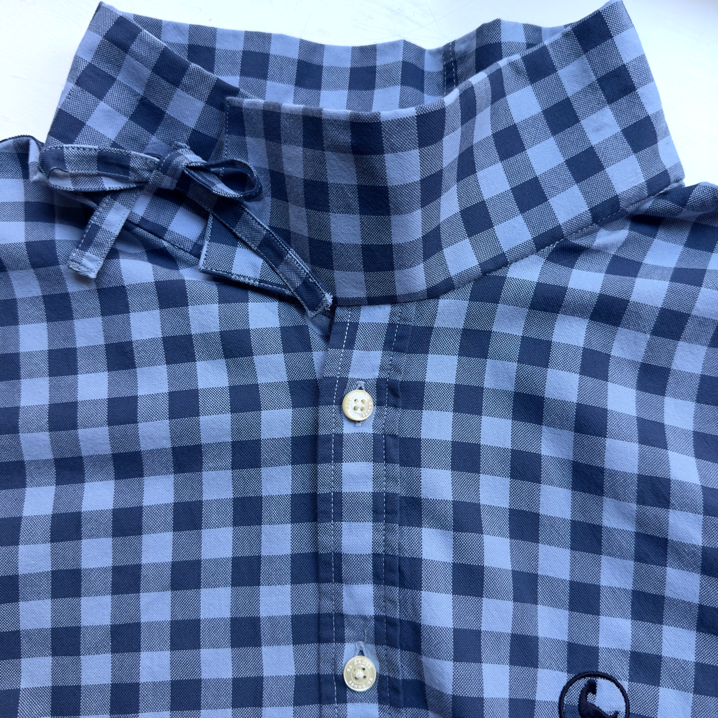 Mock Neck Plaid Shirt - Upcycled Shirt 53 - M-L, Cotton