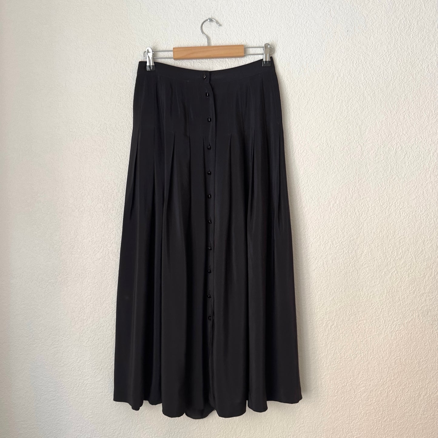 Vintage Black Pleated Silk Skirt