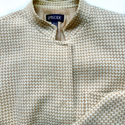 Vintage Beige Wool Belted Jacket - size 40