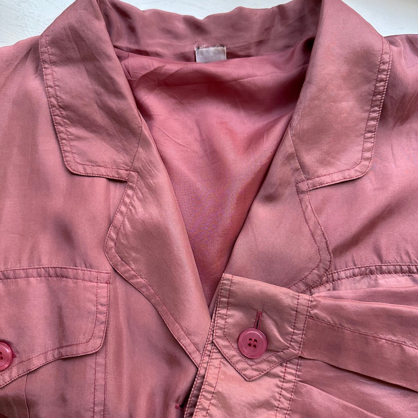 Vintage Dusty Pink Silk Jacket - size L
