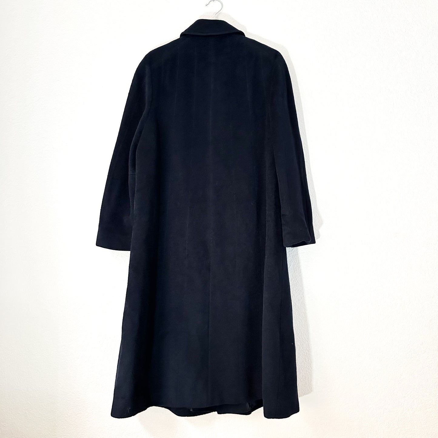 Vintage Camel Hair Wool Coat - Dark Blue - size L