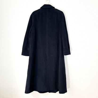 Vintage Camel Hair Wool Coat - Dark Blue - size L