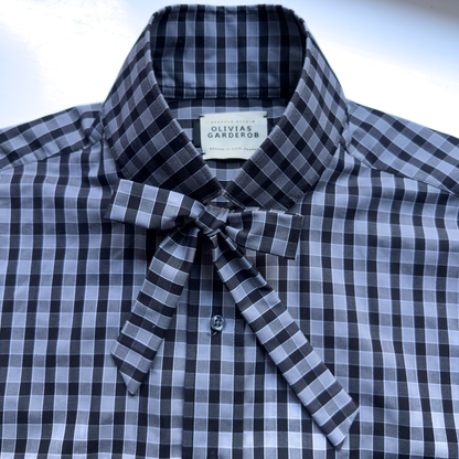 Funnel Neck Bow Shirt - Upcycled Shirt 59 - M-L, Cotton