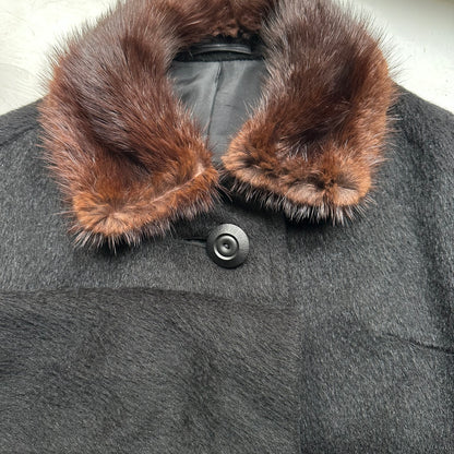 Vintage Llama Coat - S - Real Fur Collar
