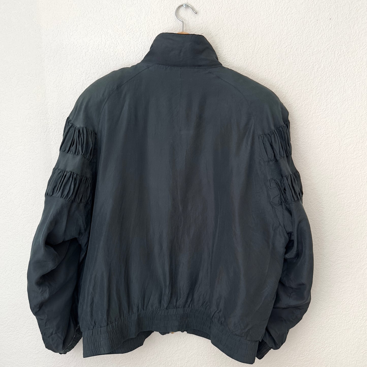 Vintage Black Silk Bomber Jacket