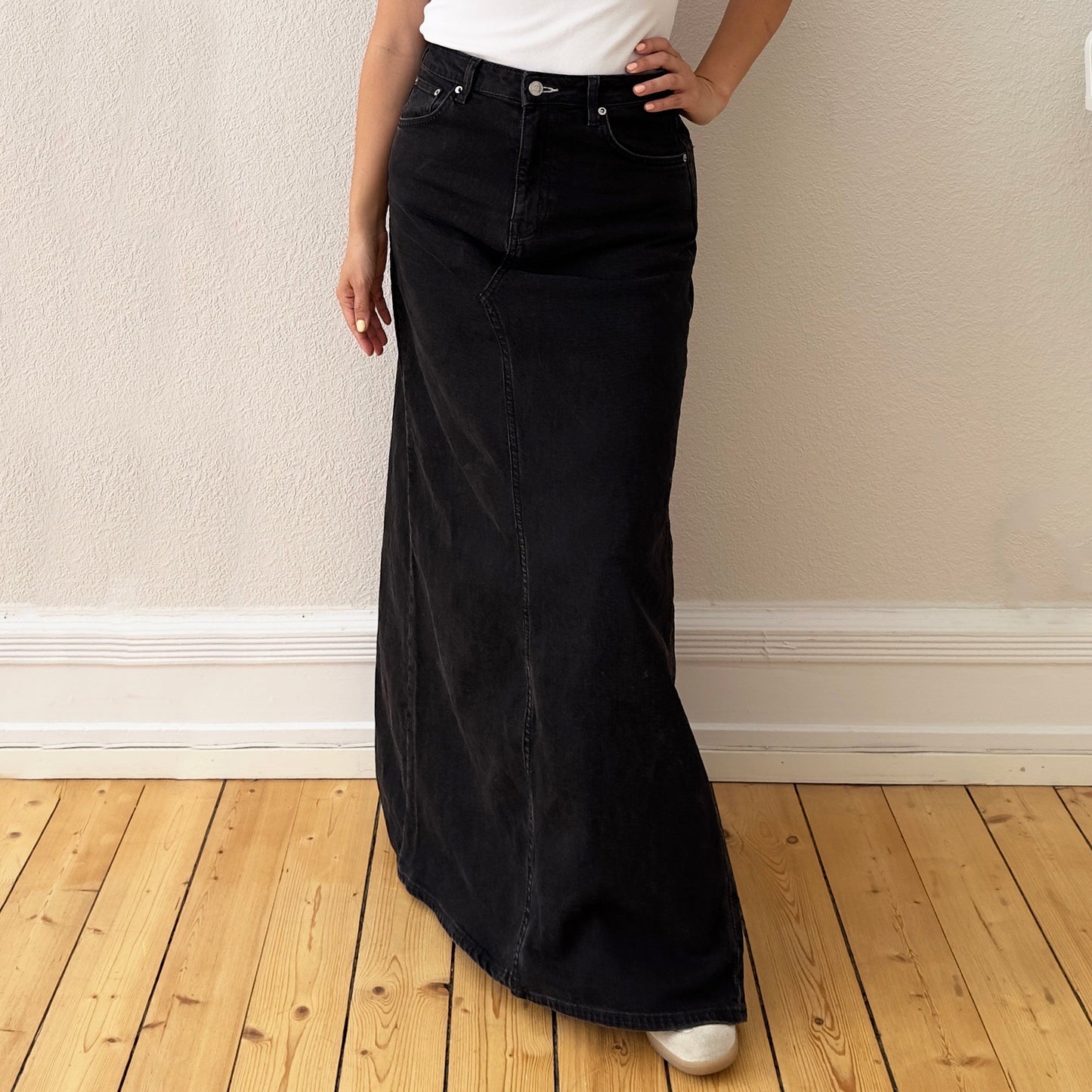 Upcycled Denim Maxi Skirt 2 - Black