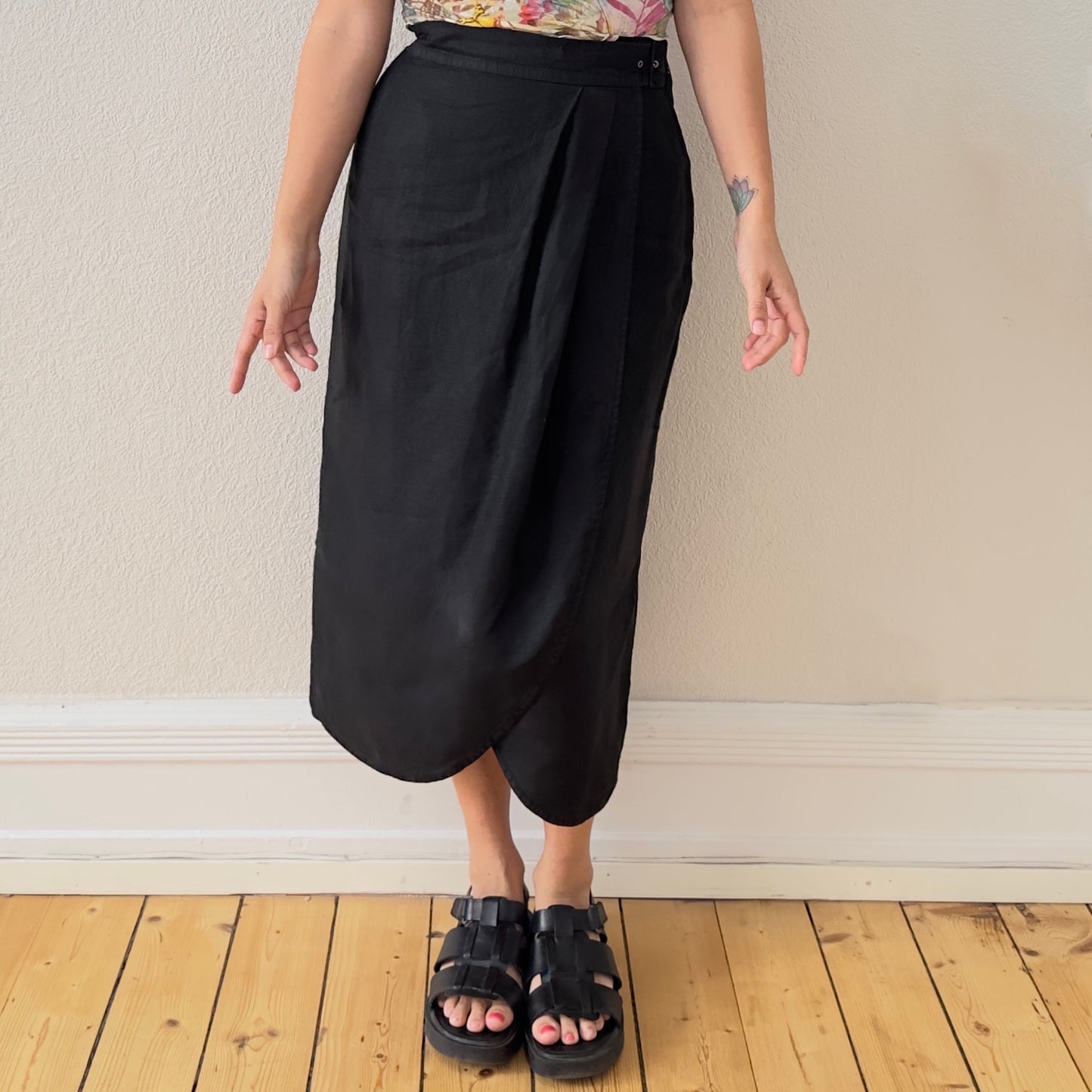 Vintage Black Linen Skirt