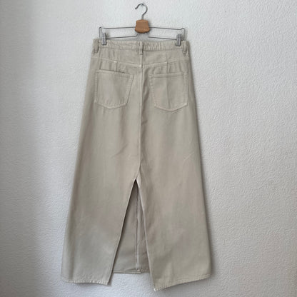 Upcycled Denim Maxi Skirt 7 - Beige - Size M-L