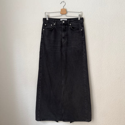Upcycled Denim Maxi Skirt 8 - Black