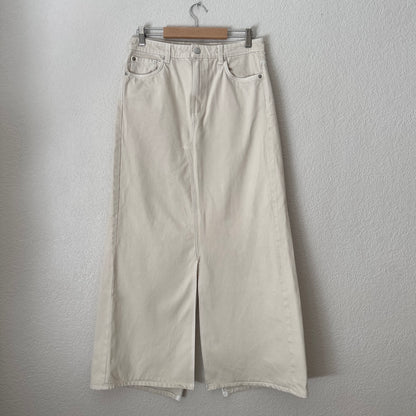 Upcycled Denim Maxi Skirt 9 - Beige - Size M