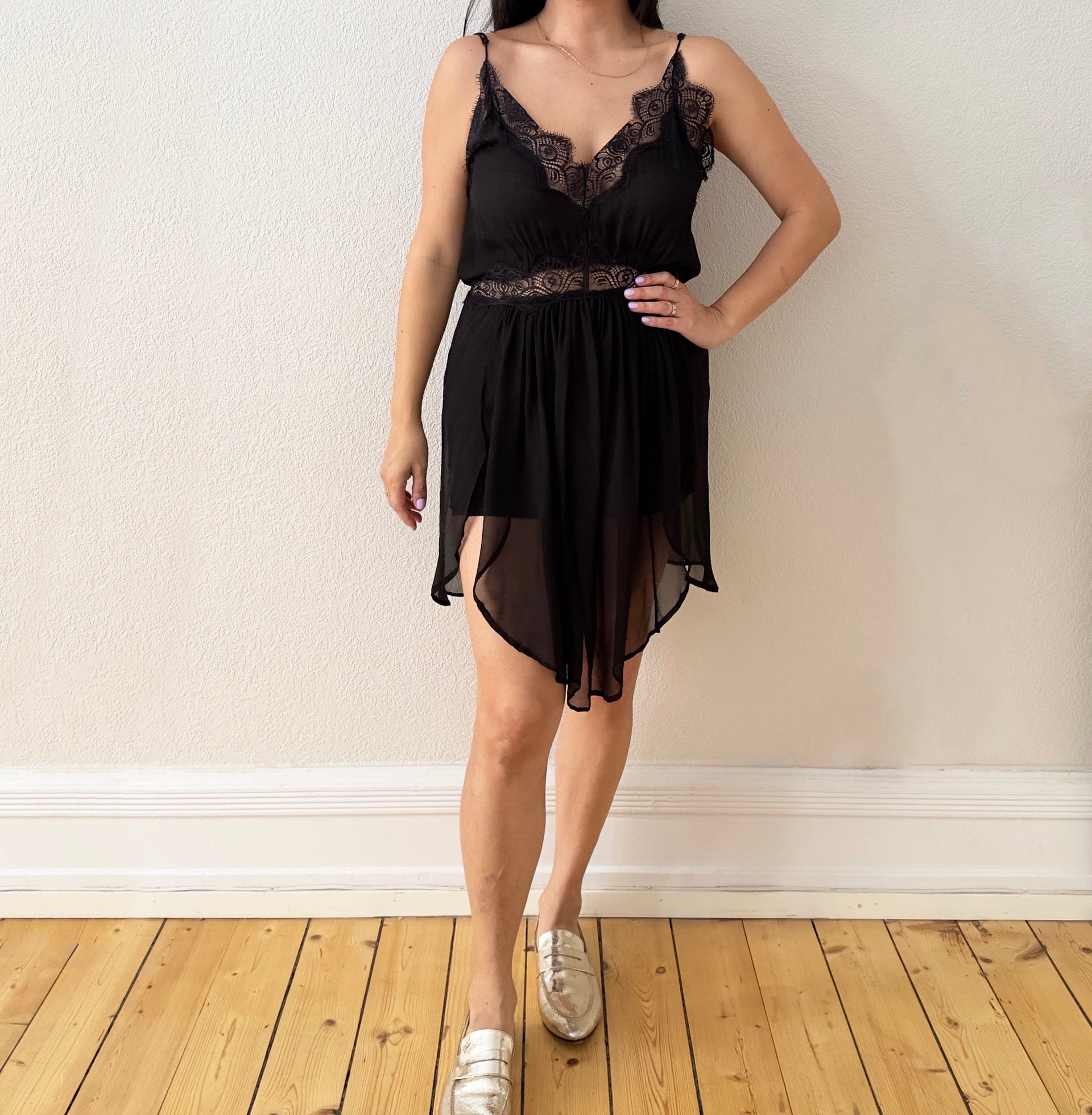 Lace Silk Slip Dress