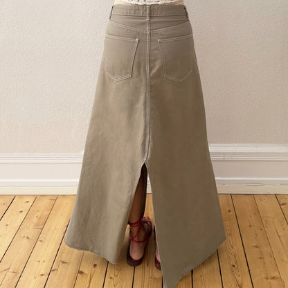 Upcycled Denim Maxi Skirt 13 - Sage - Size M-L