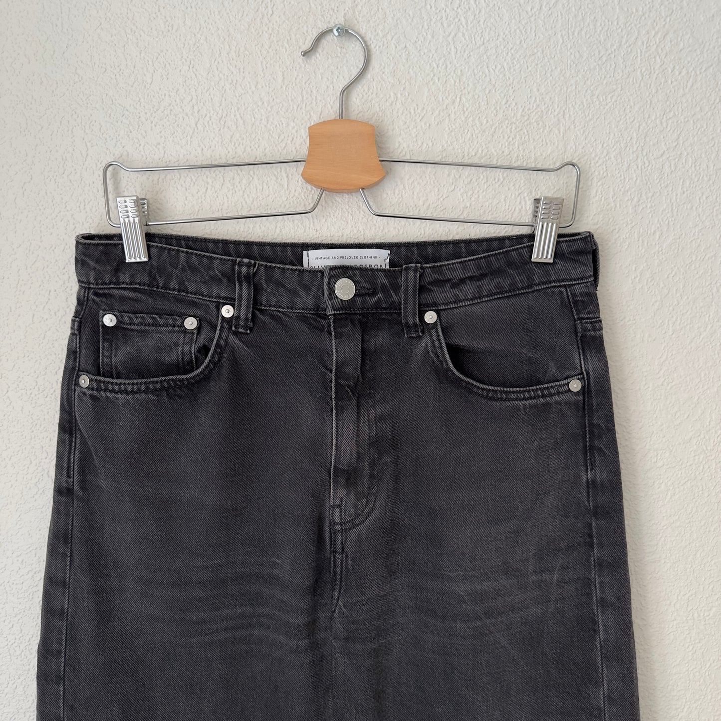 Upcycled Denim Maxi Skirt 8 - Black