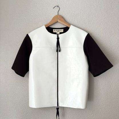 White Leather Short Sleeved Jacket - Marni x H&M
