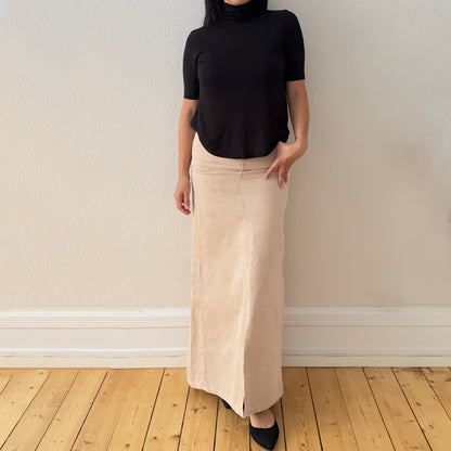 Upcycled Denim Skirt 14 - Sand - size S-M