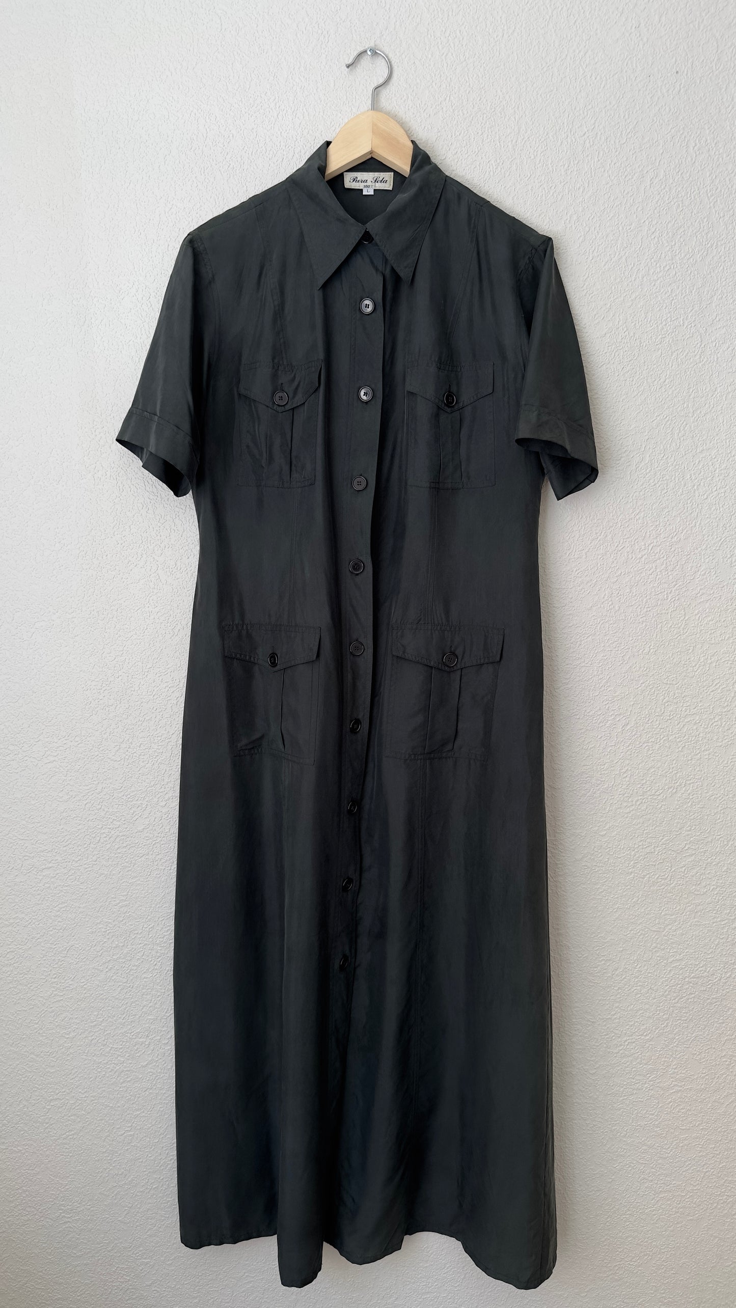 Vintage Maxi Shirt Dress - Pure Silk