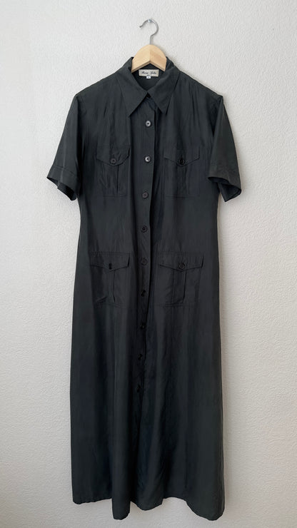 Vintage Maxi Shirt Dress - Pure Silk