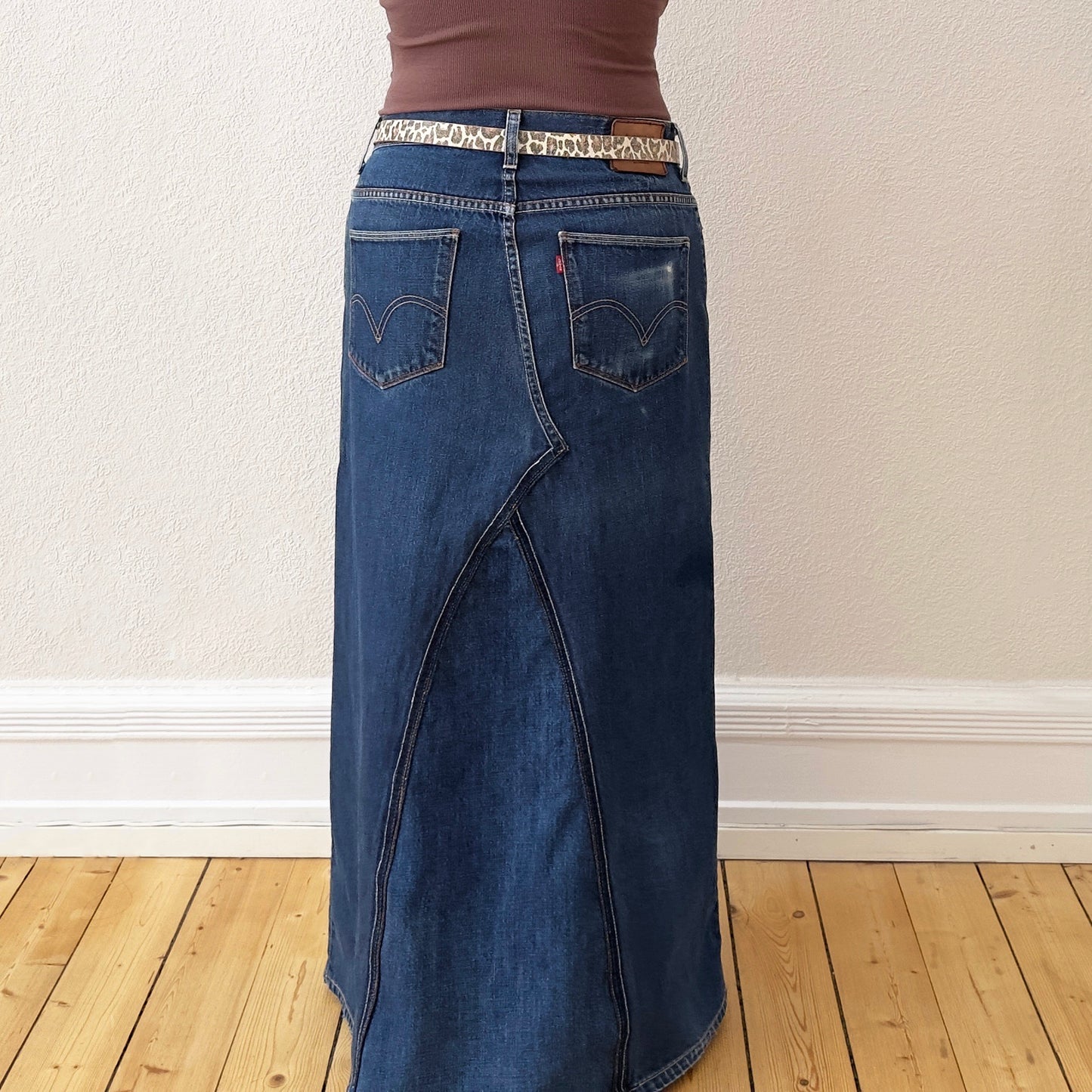 Upcycled Denim Maxi Skirt 3 - Levi's - Size L