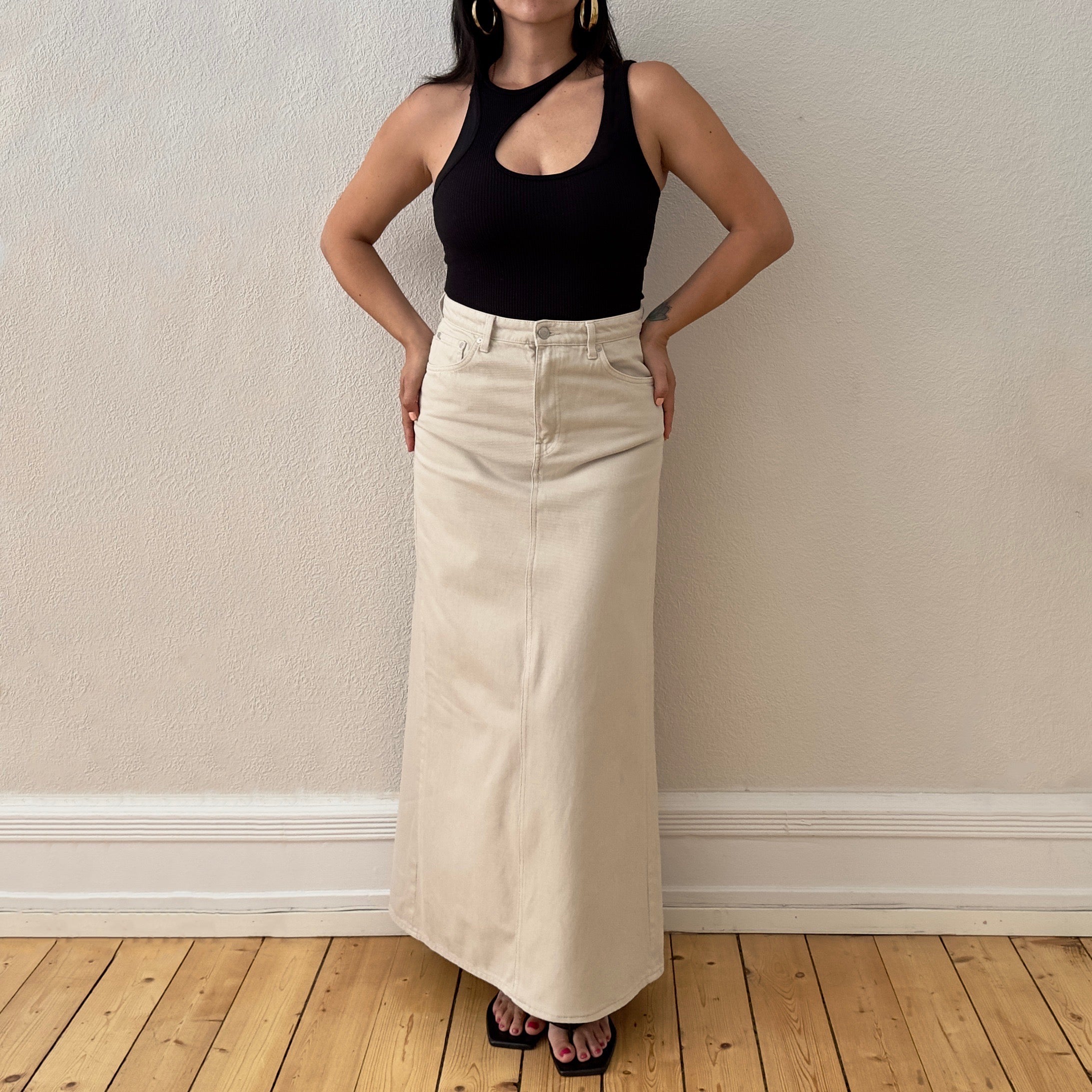 Beige hotsell jean skirt