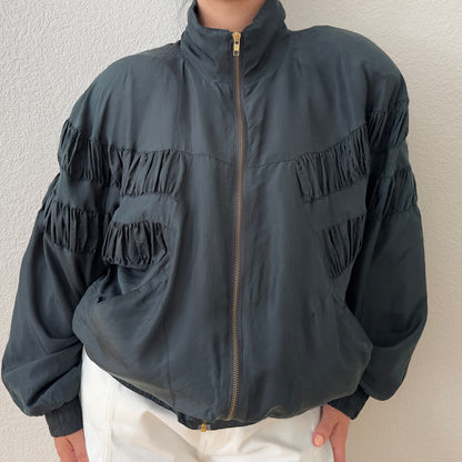 Vintage Black Silk Bomber Jacket