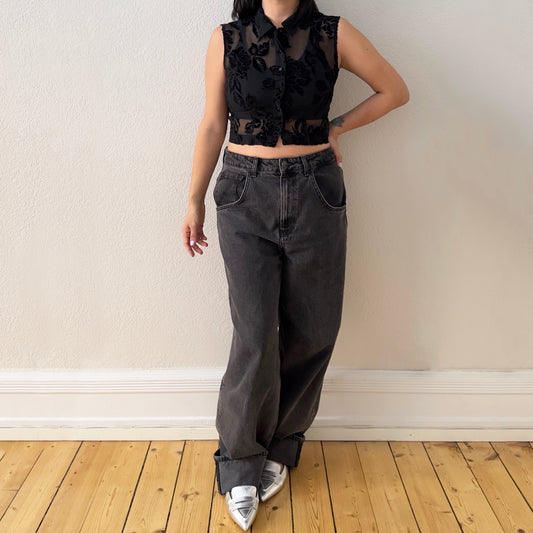 Vintage Cropped Silk Blouse
