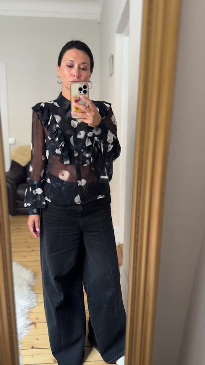 Ruffle Silk Blouse - size S