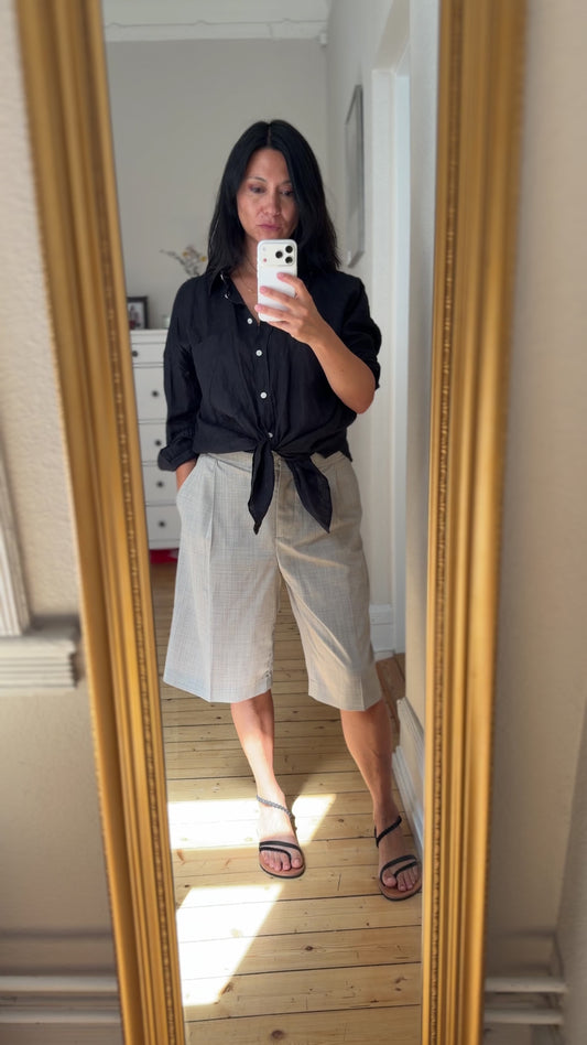 Arket Beige Wool Blend Bermuda Shorts - Size M