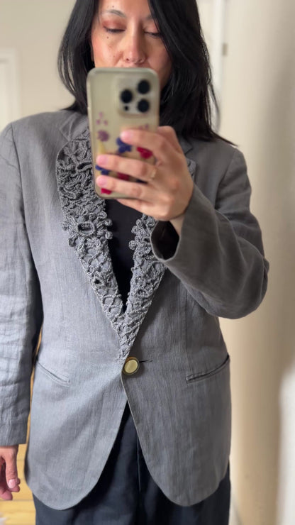 Vintage Designer Linen Blazer - Size M