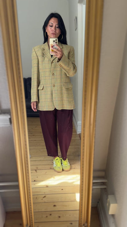 Vintage Plaid Blazer - Cotton and silk Blend, size M-L