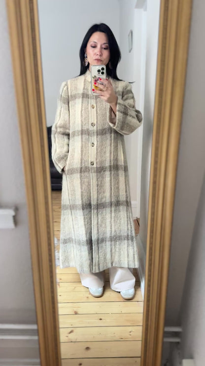 Vintage Mohair Maxi Coat - Donegal Design - size M