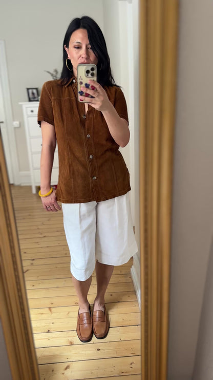 Vintage Brown Suede Shirt - size S-M