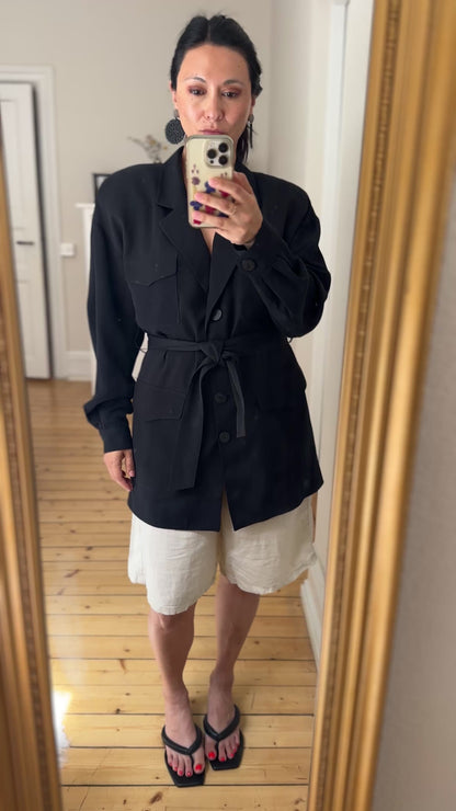 Vintage Black Silk Jacket - size M