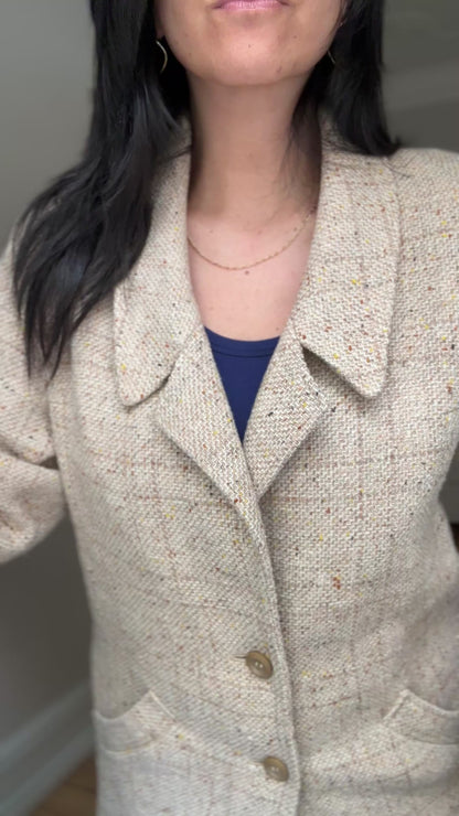 Vintage Beige Tweed Jacket - size M