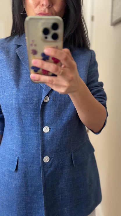 Blue Silk Linen Blazer - size M