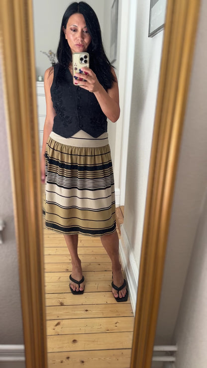 Vintage Striped Silk Skirt - size S-M