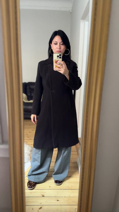 Vintage Brown Wool Coat - size S-M