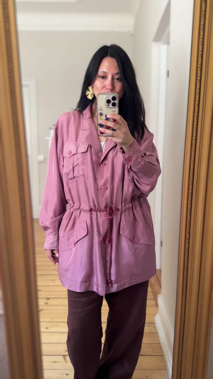 Vintage Dusty Pink Silk Jacket - size L