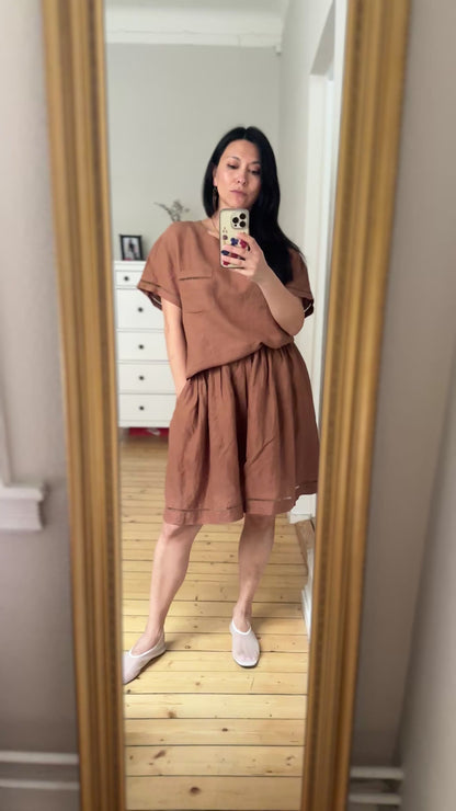 Vintage Linen Set - Top and skort - size M