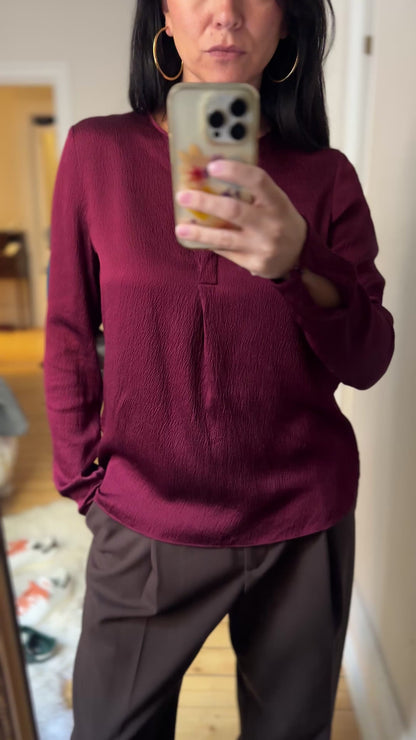 Burgundy Silk Polo Shirt - Tiger of Sweden - size S